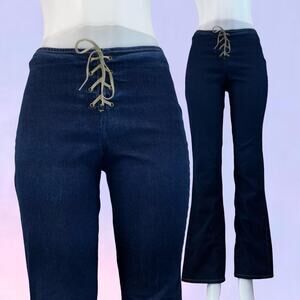 Vintage 90s y2k lace up corset flare jeans LEI